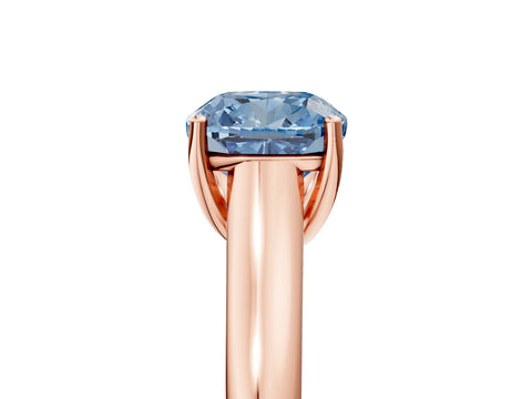 Rose gold Fancy Blue Cushion Cut Cut Diamond Solitaire Engagement Ring with Tapered Plain Band and Four-Prong Setting_5