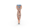 Rose gold Fancy Blue Cushion Cut Cut Diamond Twisted Band with Milgrain Pave Setting and Four-Prong Setting_11
