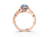 Rose gold Fancy Blue Cushion Cut Cut Diamond Twisted Band with Milgrain Pave Setting and Four-Prong Setting_12