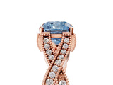 Rose gold Fancy Blue Cushion Cut Cut Diamond Twisted Band with Milgrain Pave Setting and Four-Prong Setting_14