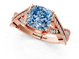 Rose gold Fancy Blue Cushion Cut Cut Diamond Twisted Band with Milgrain Pave Setting and Four-Prong Setting_25