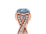 Rose gold Fancy Blue Cushion Cut Cut Diamond Twisted Band with Milgrain Pave Setting and Four-Prong Setting_29