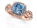 Rose gold Fancy Blue Cushion Cut Cut Halo Diamond Infinity Band with Four-Prong Setting_1