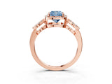 Rose gold Fancy Blue Cushion Cut Cut Halo Diamond Infinity Band with Four-Prong Setting_3