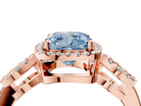 Rose gold Fancy Blue Cushion Cut Cut Halo Diamond Infinity Band with Four-Prong Setting_4