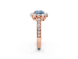Rose gold Fancy Blue Cushion Cut Cut Halo Diamond Pavé Engagement Ring with Milgrain Detailing_2