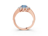 Rose gold Fancy Blue Cushion Cut Cut Halo Diamond Pavé Engagement Ring with Milgrain Detailing_3