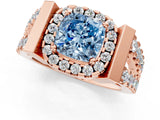 Rose gold Fancy Blue Cushion Cut Cut Halo Split Shank Prong Set Ring_49
