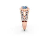 Rose gold Fancy Blue Cushion Cut Cut Halo Split Shank Prong Set Ring_50