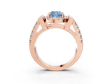Rose gold Fancy Blue Cushion Cut Cut Halo Split Shank Prong Set Ring_51
