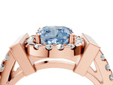 Rose gold Fancy Blue Cushion Cut Cut Halo Split Shank Prong Set Ring_52