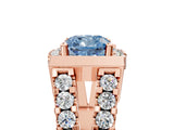 Rose gold Fancy Blue Cushion Cut Cut Halo Split Shank Prong Set Ring_53