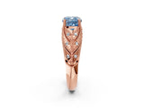 Rose gold Fancy Blue Cushion Cut Cut Milgrain Pave Diamond Engagement Ring with Four-Prong Setting_17