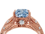 Rose gold Fancy Blue Cushion Cut Cut Milgrain Pave Diamond Engagement Ring with Four-Prong Setting_19