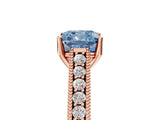 Rose gold Fancy Blue Cushion Cut Cut Pave Band Milgrain Solitaire Ring_5