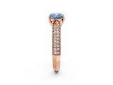 Rose gold Fancy Blue Cushion Cut Cut Pave Split Shank Engagement Ring with Four-Prong Setting_2