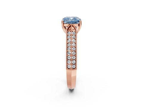 Rose gold Fancy Blue Cushion Cut Cut Pave Split Shank Engagement Ring with Four-Prong Setting_2
