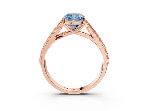 Rose gold Fancy Blue Cushion Cut Cut Pave Split Shank Engagement Ring with Four-Prong Setting_3