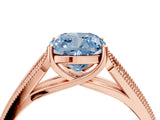 Rose gold Fancy Blue Cushion Cut Cut Pave Split Shank Engagement Ring with Four-Prong Setting_4