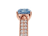 Rose gold Fancy Blue Cushion Cut Cut Pave Split Shank Engagement Ring with Four-Prong Setting_5
