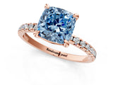 Rose gold Fancy Blue Cushion Cut Diamond Brilliant Solitaire Ring with Pavé Band and Four-Prong Setting_13