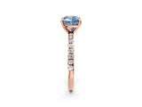 Rose gold Fancy Blue Cushion Cut Diamond Brilliant Solitaire Ring with Pavé Band and Four-Prong Setting_14