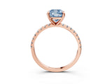 Rose gold Fancy Blue Cushion Cut Diamond Brilliant Solitaire Ring with Pavé Band and Four-Prong Setting_15