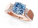 Rose gold Fancy Blue Cushion Cut Diamond Channel Set Solitaire Ring with Four-Prong Setting_13