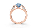 Rose gold Fancy Blue Cushion Cut Diamond Channel Set Solitaire Ring with Four-Prong Setting_15