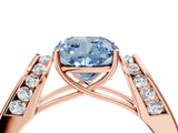 Rose gold Fancy Blue Cushion Cut Diamond Channel Set Solitaire Ring with Four-Prong Setting_16