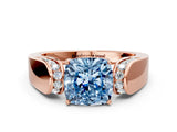 Rose gold Fancy Blue Cushion Cut Diamond Channel Set Solitaire Ring with Four-Prong Setting_36