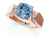 Rose gold Fancy Blue Cushion Cut Diamond Channel Set Solitaire Ring with Four-Prong Setting_37