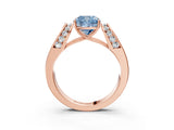 Rose gold Fancy Blue Cushion Cut Diamond Channel Set Solitaire Ring with Four-Prong Setting_39