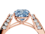Rose gold Fancy Blue Cushion Cut Diamond Channel Set Solitaire Ring with Four-Prong Setting_40