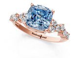 Rose gold Fancy Blue Cushion Cut Diamond Cluster Pavé Band with Four-Prong Setting_13