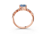 Rose gold Fancy Blue Cushion Cut Diamond Cluster Pavé Band with Four-Prong Setting_15