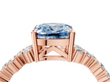 Rose gold Fancy Blue Cushion Cut Diamond Cluster Pavé Band with Four-Prong Setting_16