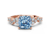 Rose gold Fancy Blue Cushion Cut Diamond Cluster Pavé Band with Four-Prong Setting_3