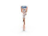 Rose gold Fancy Blue Cushion Cut Diamond Cluster Pavé Band with Four-Prong Setting_5