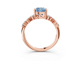 Rose gold Fancy Blue Cushion Cut Diamond Cluster Pavé Band with Four-Prong Setting_6