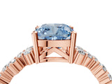 Rose gold Fancy Blue Cushion Cut Diamond Cluster Pavé Band with Four-Prong Setting_7