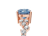 Rose gold Fancy Blue Cushion Cut Diamond Cluster Pavé Band with Four-Prong Setting_8