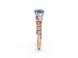 Rose gold Fancy Blue Cushion Cut Diamond Engagement Ring with Baguette Side Stones and Channel Set Band_22