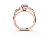 Rose gold Fancy Blue Cushion Cut Diamond Engagement Ring with Baguette Side Stones and Channel Set Band_23