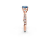 Rose gold Fancy Blue Cushion  Cut Diamond Engagement Ring with Bezel Set Round Side Stones and Prong Setting_53