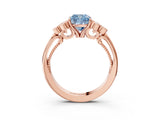 Rose gold Fancy Blue Cushion  Cut Diamond Engagement Ring with Bezel Set Round Side Stones and Prong Setting_54