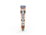 Rose gold Fancy Blue Cushion  Cut Diamond Engagement Ring with Pavé Band and Four-Prong Setting_5