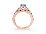 Rose gold Fancy Blue Cushion  Cut Diamond Engagement Ring with Pavé Band and Four-Prong Setting_6