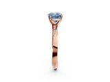 Rose gold Fancy Blue Cushion Cut Diamond Engagement Ring with Side Stone Accents and Four-Prong Setting_14