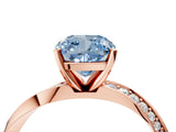 Rose gold Fancy Blue Cushion Cut Diamond Engagement Ring with Side Stone Accents and Four-Prong Setting_16